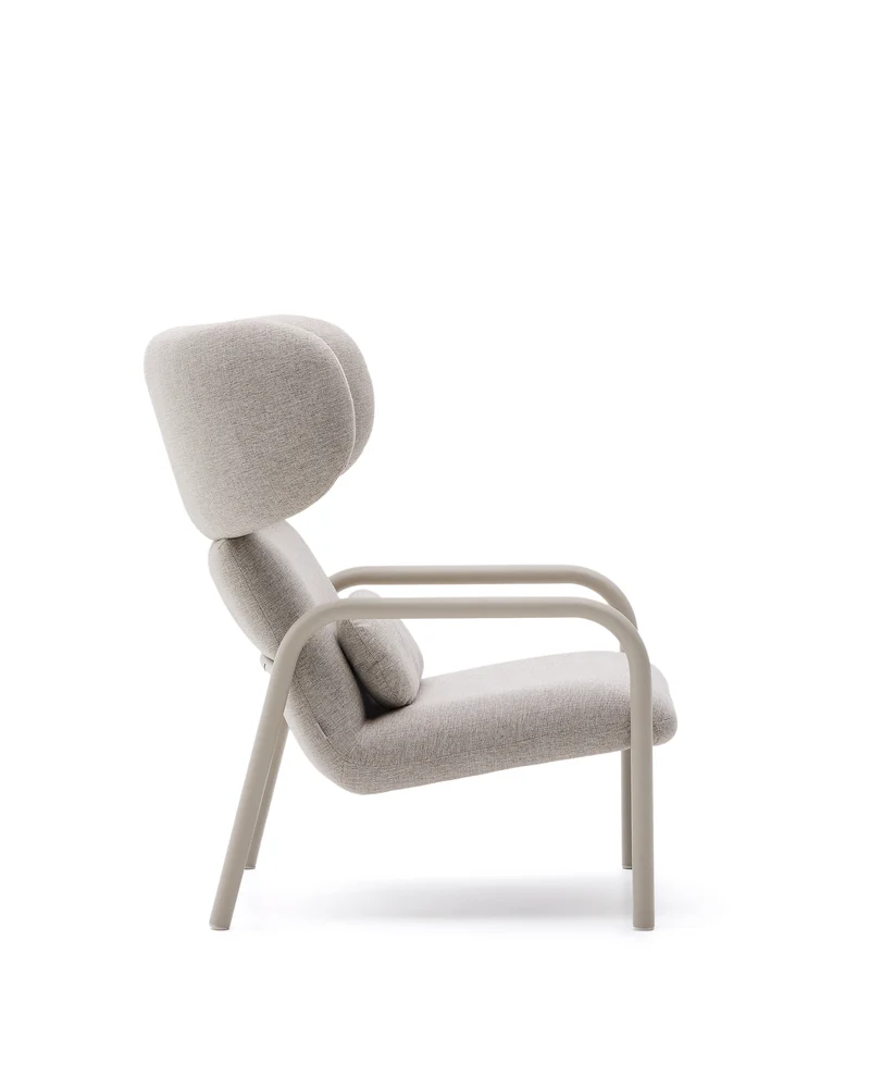 Inari armchair in beige and steel with beige painted finish FSC Mix Credit