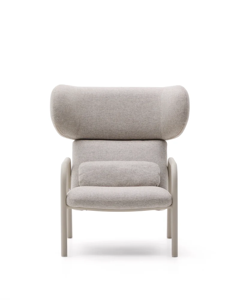 Inari armchair in beige and steel with beige painted finish FSC Mix Credit