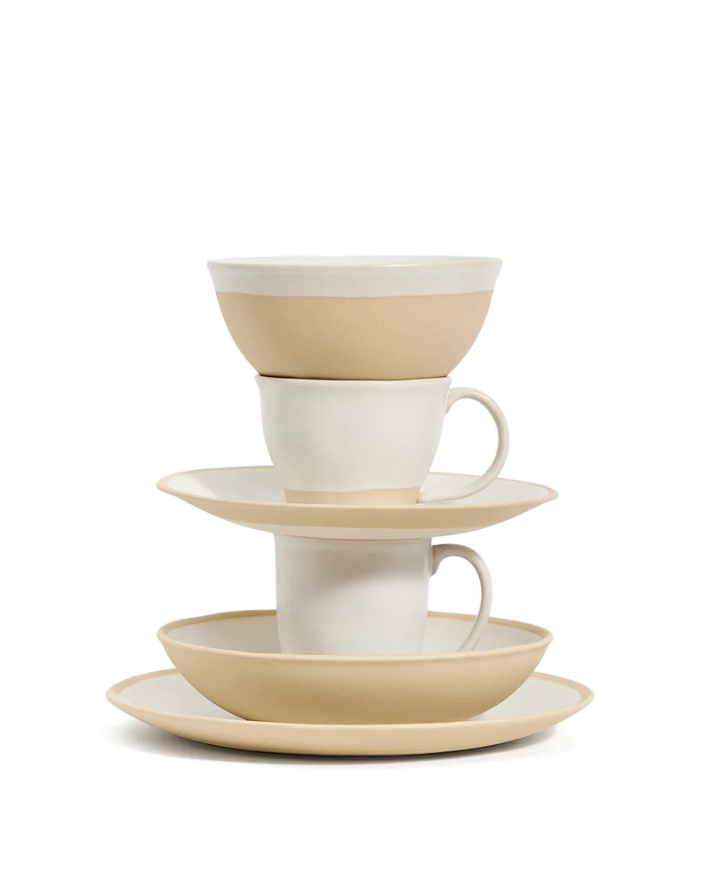 Beige Azir ceramic dessert plate