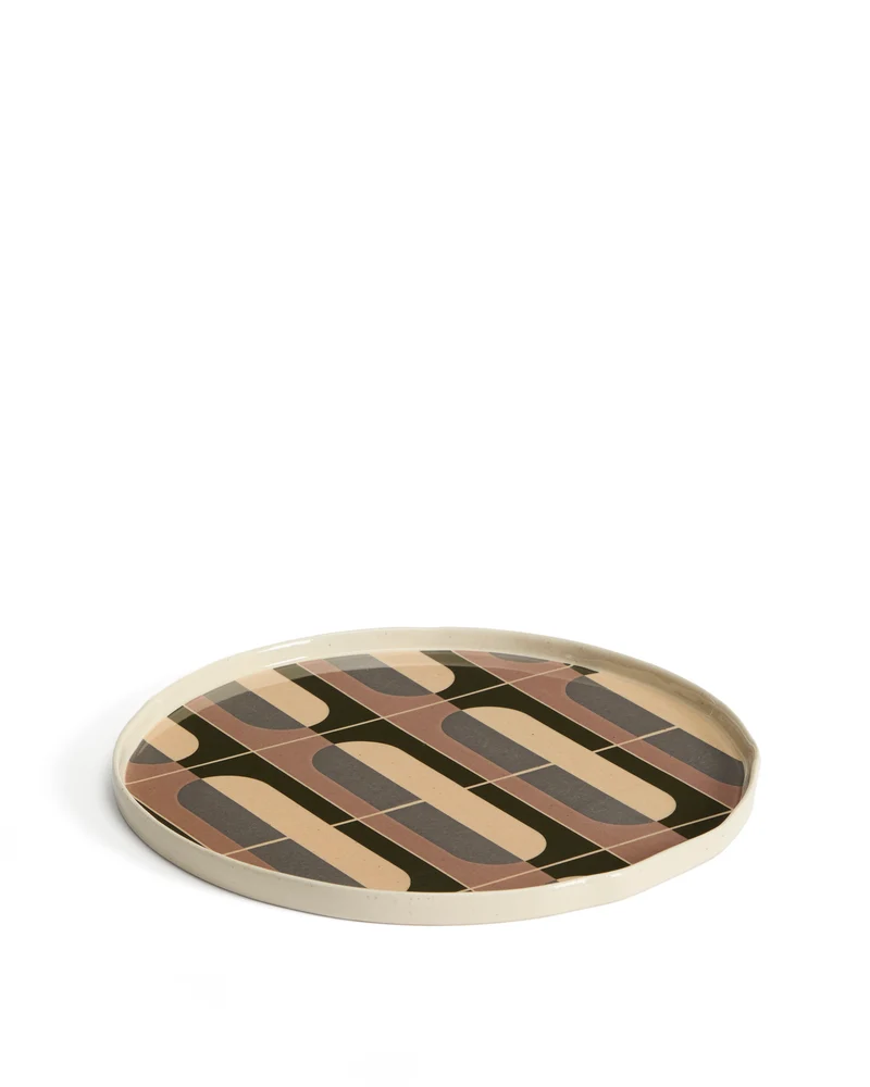 Julnet dinner plate in brown ceramic