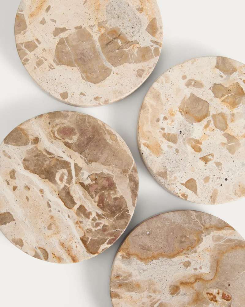Set of 4 beige Malder marble coasters