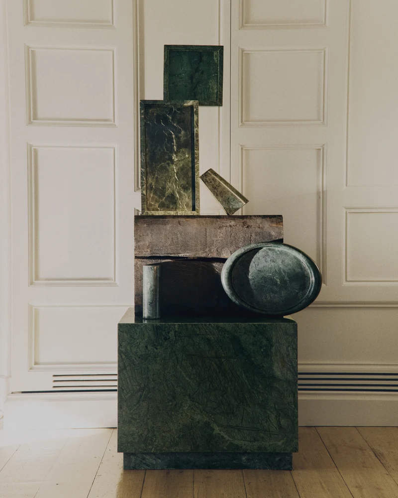 Serela Tray in Green Marble