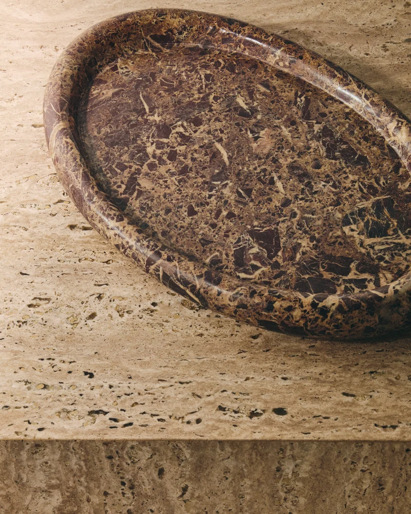 Lenorel Tray in Maroon Marble - Large