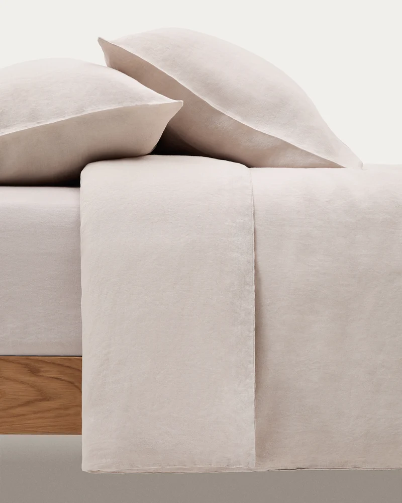 Simmel grey linen blend adjustable bottom sheet for 180 cm bed