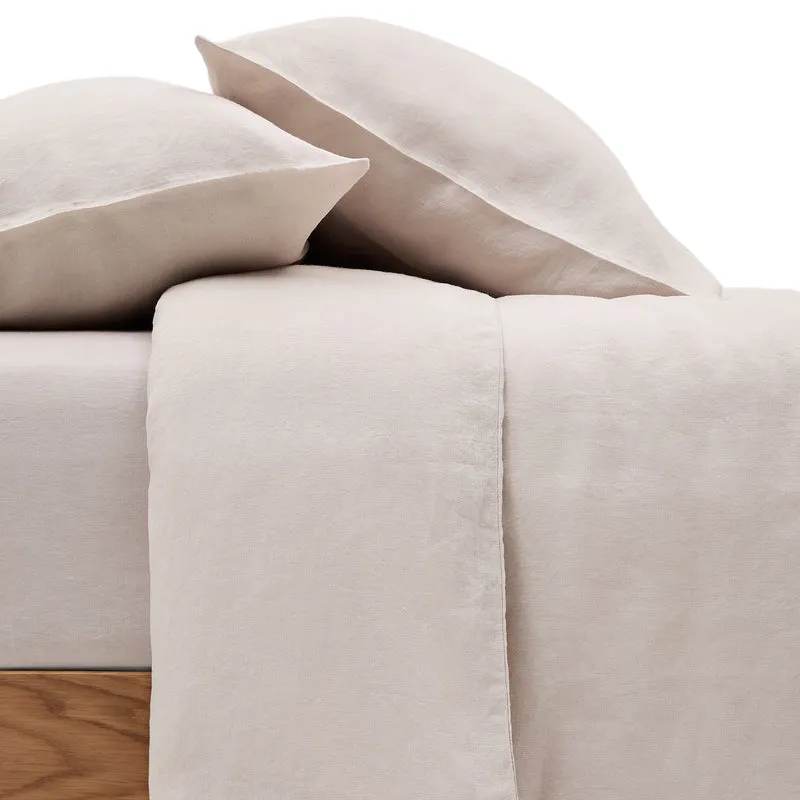 Simmel grey linen blend duvet and pillow cover set for 180 cm bed