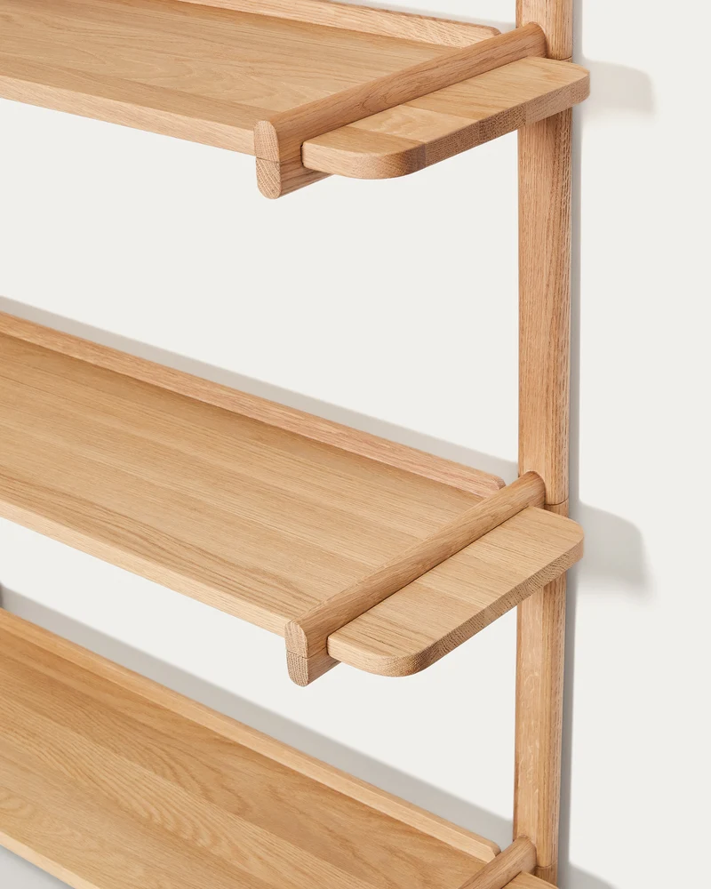 Sitra modular shelf, 6 solid oak wood shelves in a natural finish, 90 cm, FSC Mix Credit