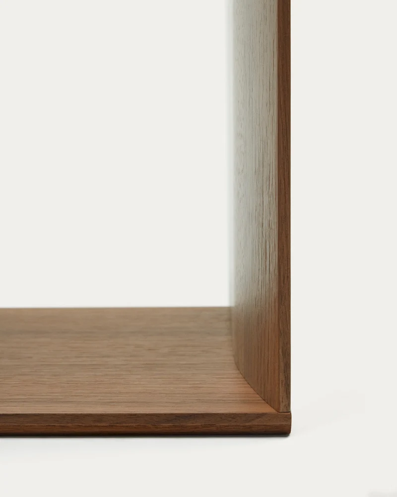Litto set of 9 modular shelving units in walnut wood veneer, 202 x 114 cm