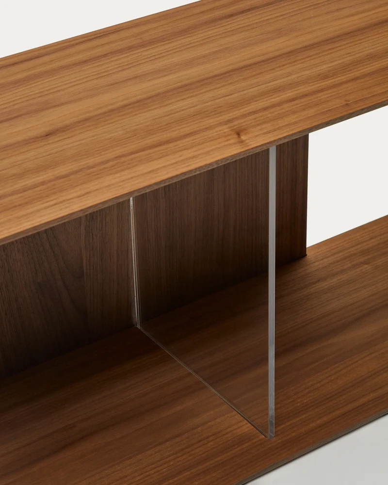 Litto set of 6 modular shelving units in walnut wood veneer, 168 x 114 cm