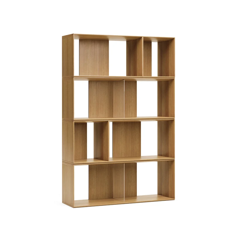 Litto set of 6 modular shelving units in oak wood veneer, 101 x 152 cm