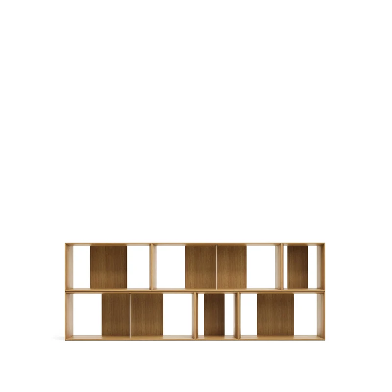 Litto set of 6 modular shelving units in oak wood veneer, 101 x 152 cm