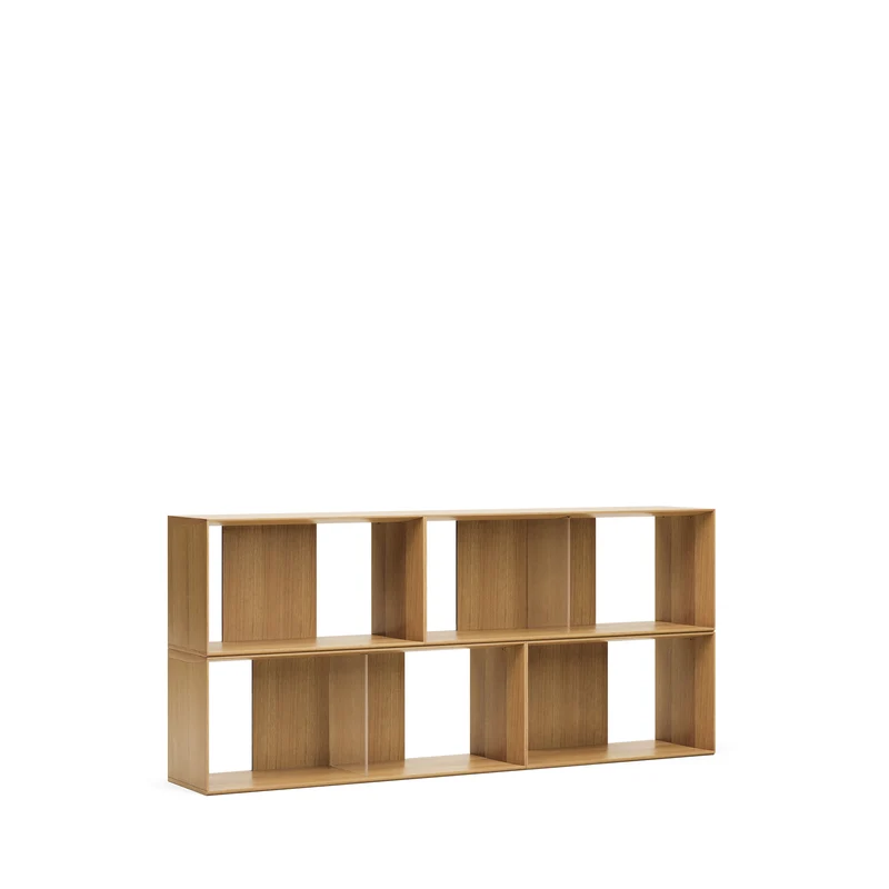 Litto set of 4 modular shelving units in oak wood veneer, 168 x 76 cm