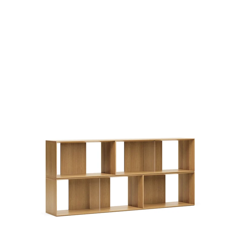 Litto set of 4 modular shelving units in oak wood veneer, 168 x 76 cm