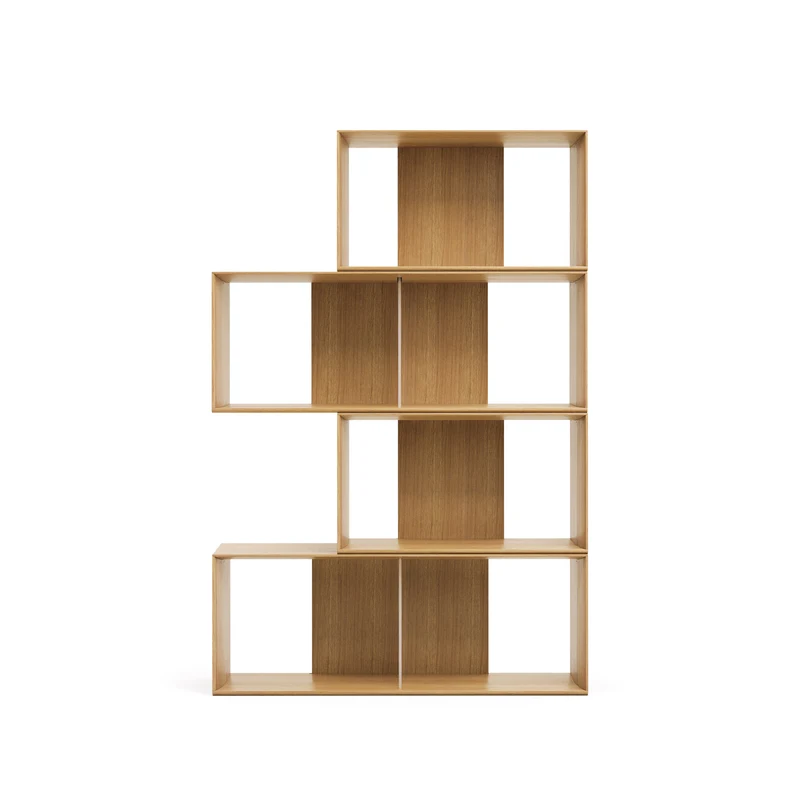 Litto set of 4 modular shelving units in oak wood veneer, 168 x 76 cm