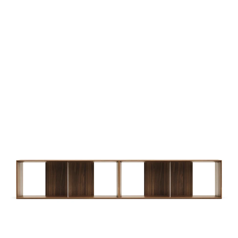 Litto set of 2 modular shelving units in walnut wood veneer, 101 x 76 cm