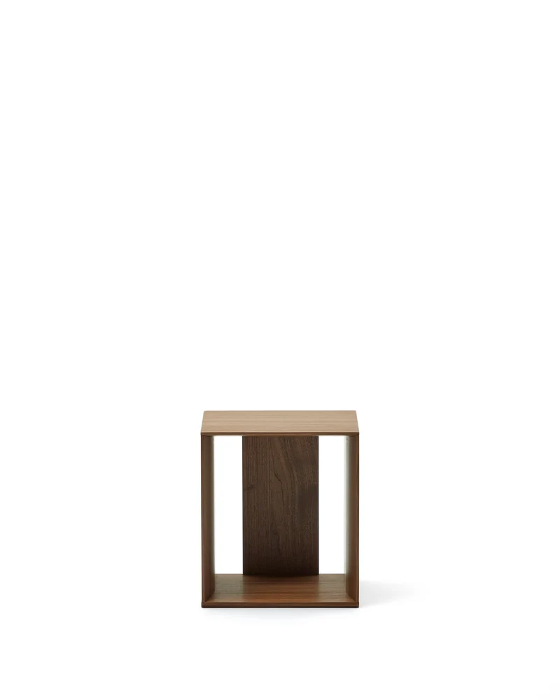 Litto small shelf module in walnut veneer, 34 x 38 cm