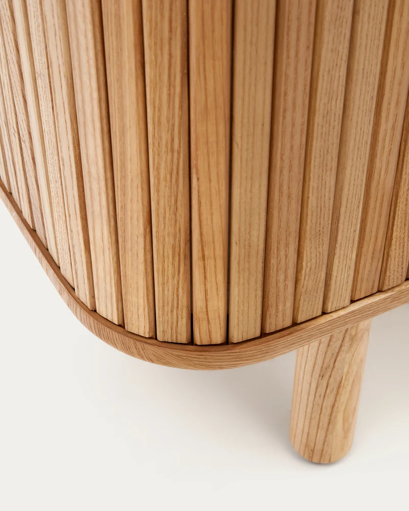 Mailen 2 door highboard in ash veneer with a natural finish 110 x 160 cm