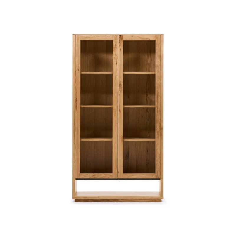 Alguema display cabinet in oak wood veneer with natural finish, 100 x 185 cm