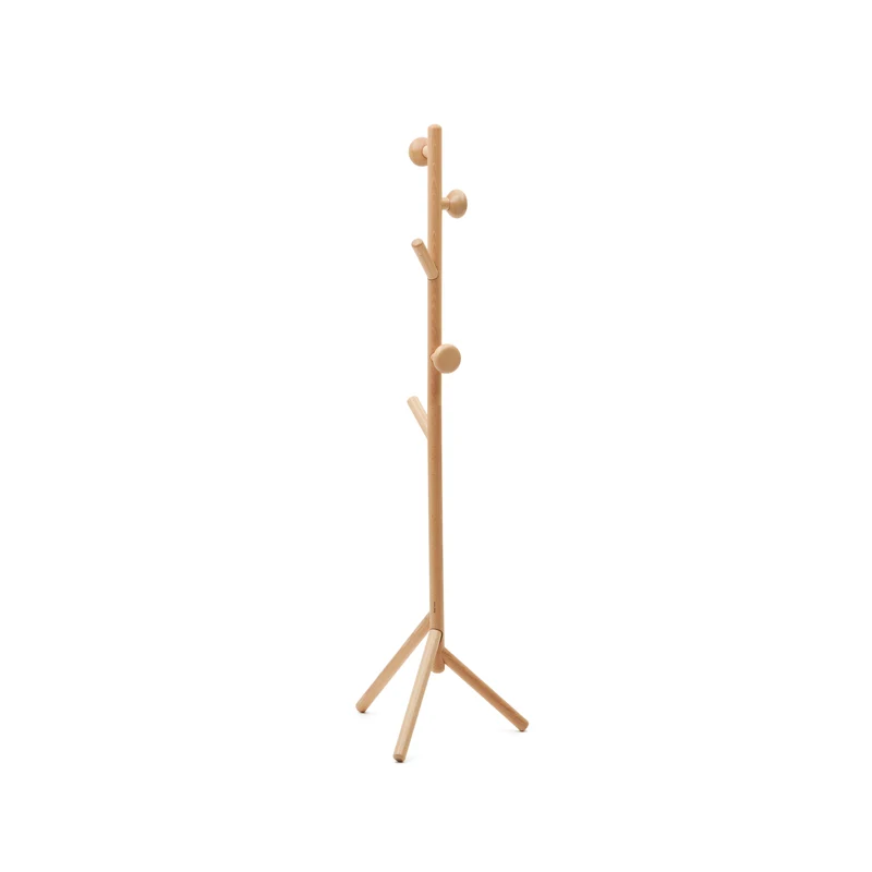 Nadue coat rack in solid beech wood with natural finish 163 cm