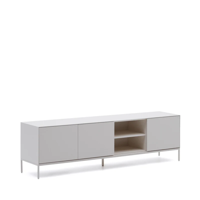 Vedrana TV 3-door cabinet white lacquered MDF 195 x 55 cm