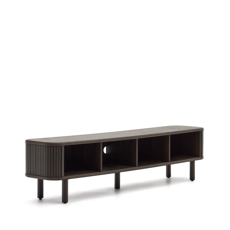 Mailen 2 door TV stand in ash veneer with a dark finish 200 x 50 cm