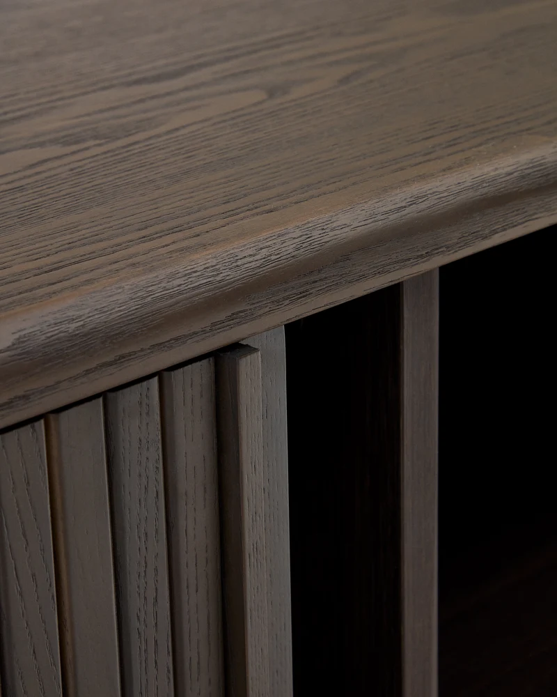 Mailen 2 door TV stand in ash veneer with a dark finish 200 x 50 cm