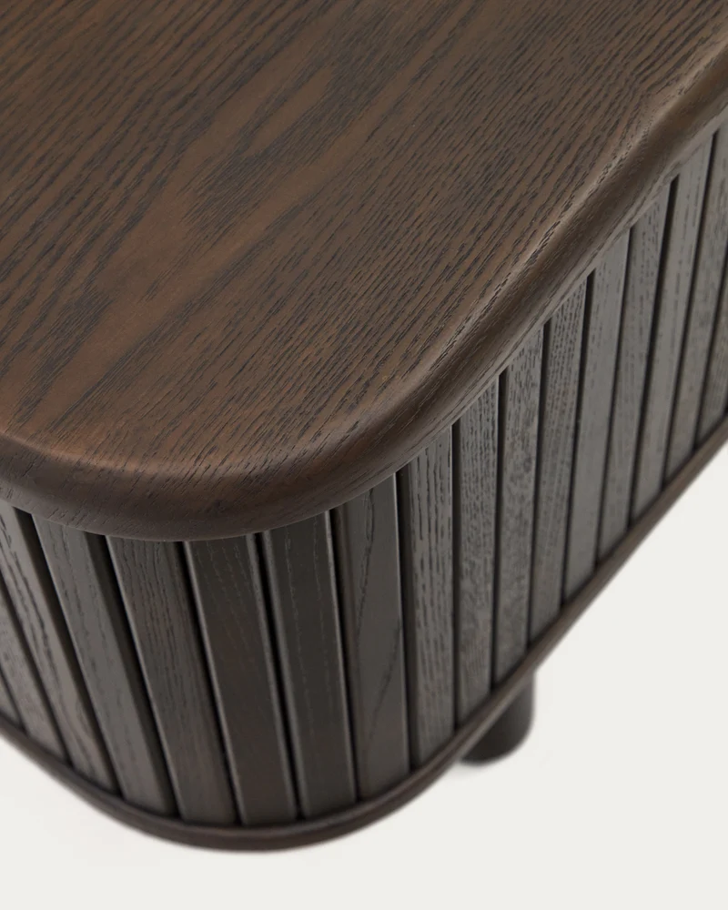 Mailen 2 door TV stand in ash veneer with a dark finish 200 x 50 cm