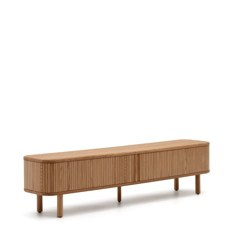 Mailen 2 door TV stand in ash veneer with a natural finish 200 x 50 cm