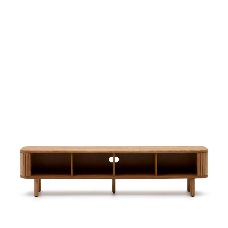 Mailen 2 door TV stand in ash veneer with a natural finish 200 x 50 cm