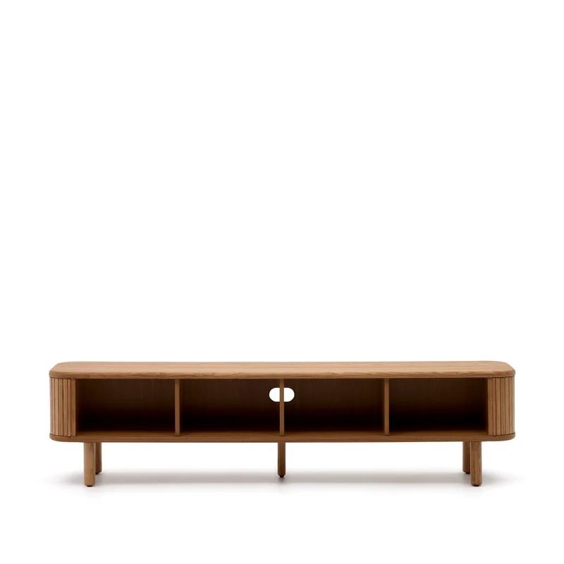 Mailen 2 door TV stand in ash veneer with a natural finish 200 x 50 cm