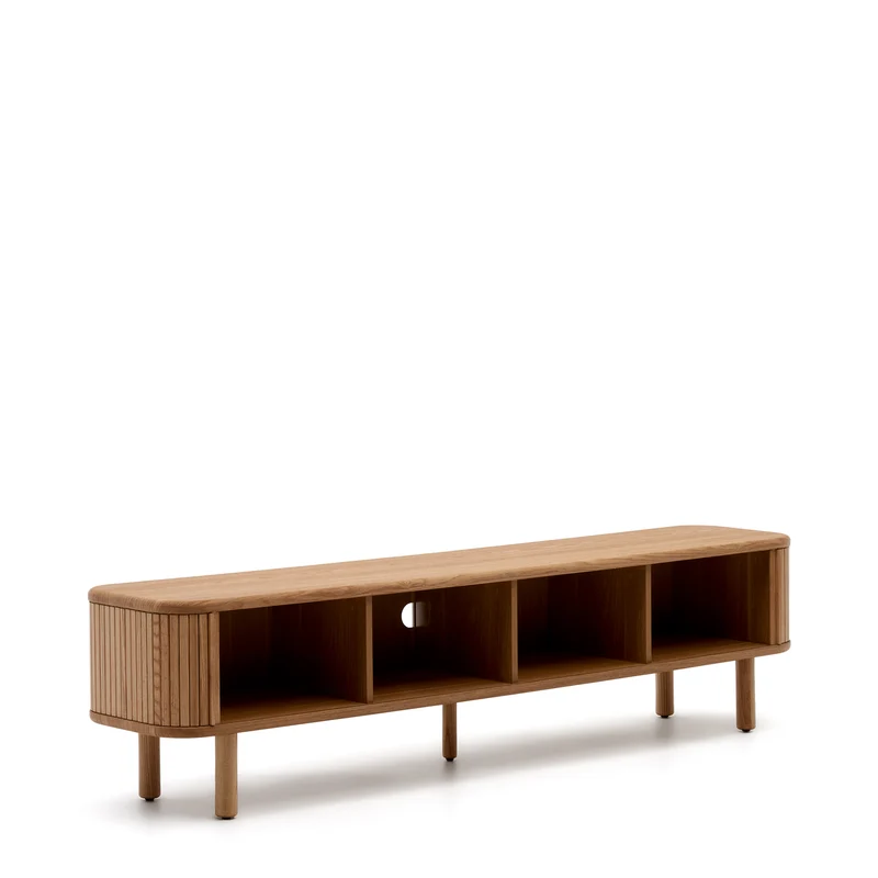 Mailen 2 door TV stand in ash veneer with a natural finish 200 x 50 cm