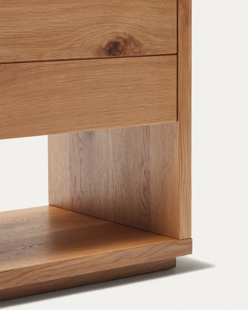 Alguema TV stand with 3 drawers in oak veneer with natural finish, 200 x 51 cm