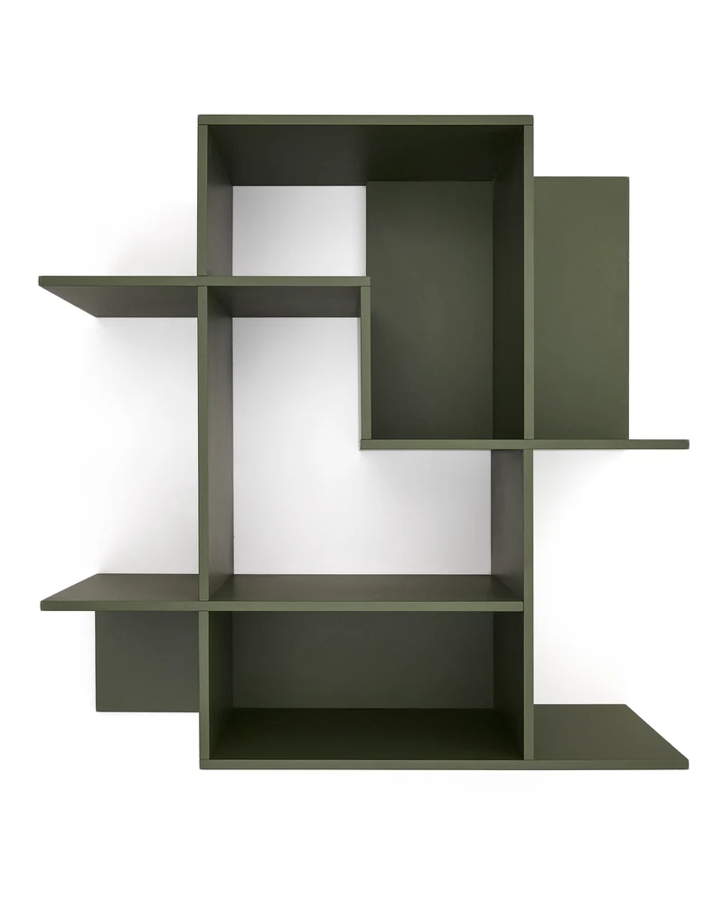 Ina modular shelving unit in green lacquered MDF 80 x 80cm FSC 100%