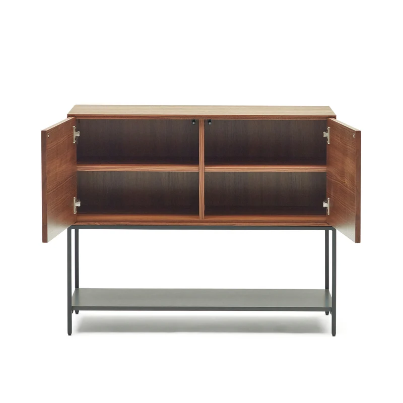 Vedrana 2 door sideboard in walnut veneer with steel legs, 97.5 x 80 cm