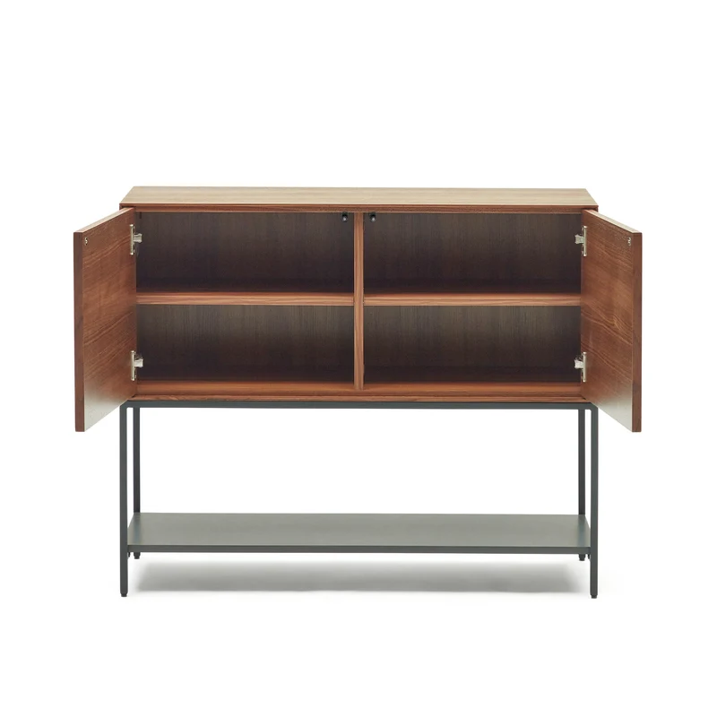Vedrana 2 door sideboard in walnut veneer with steel legs, 97.5 x 80 cm