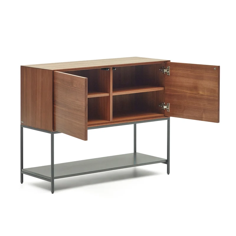 Vedrana 2 door sideboard in walnut veneer with steel legs, 97.5 x 80 cm