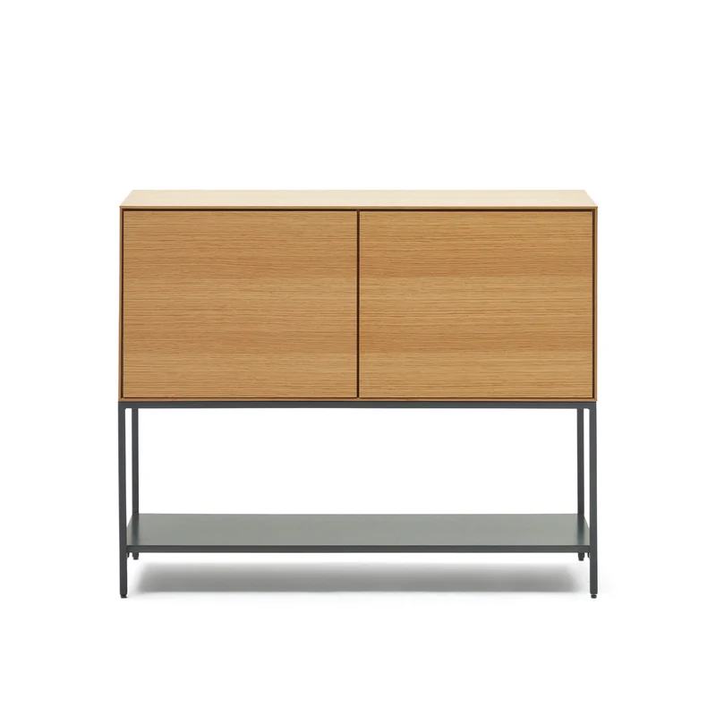 Vedrana 2 door sideboard in oak veneer with steel legs, 98 x 80 cm