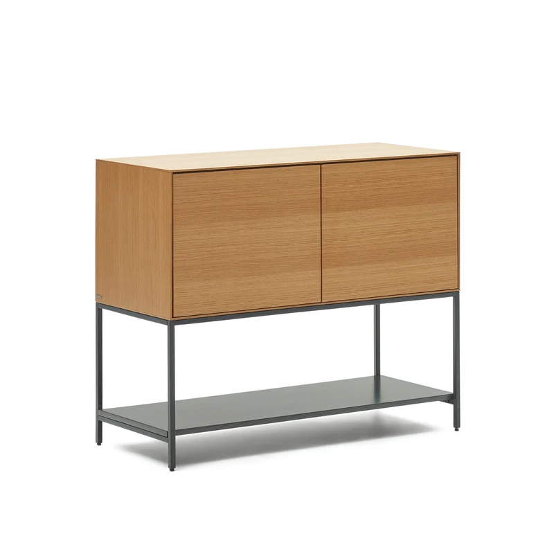 Vedrana 2 door sideboard in oak veneer with steel legs, 98 x 80 cm