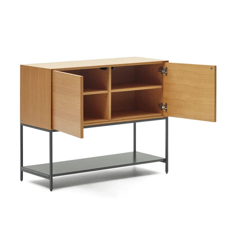 Vedrana 2 door sideboard in oak veneer with steel legs, 98 x 80 cm