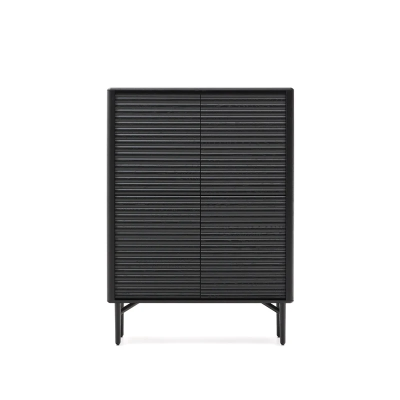 Lenon tall sideboard, 4 doors solid wood and black oak veneer 104,5x144 cm FSC Mix Credit