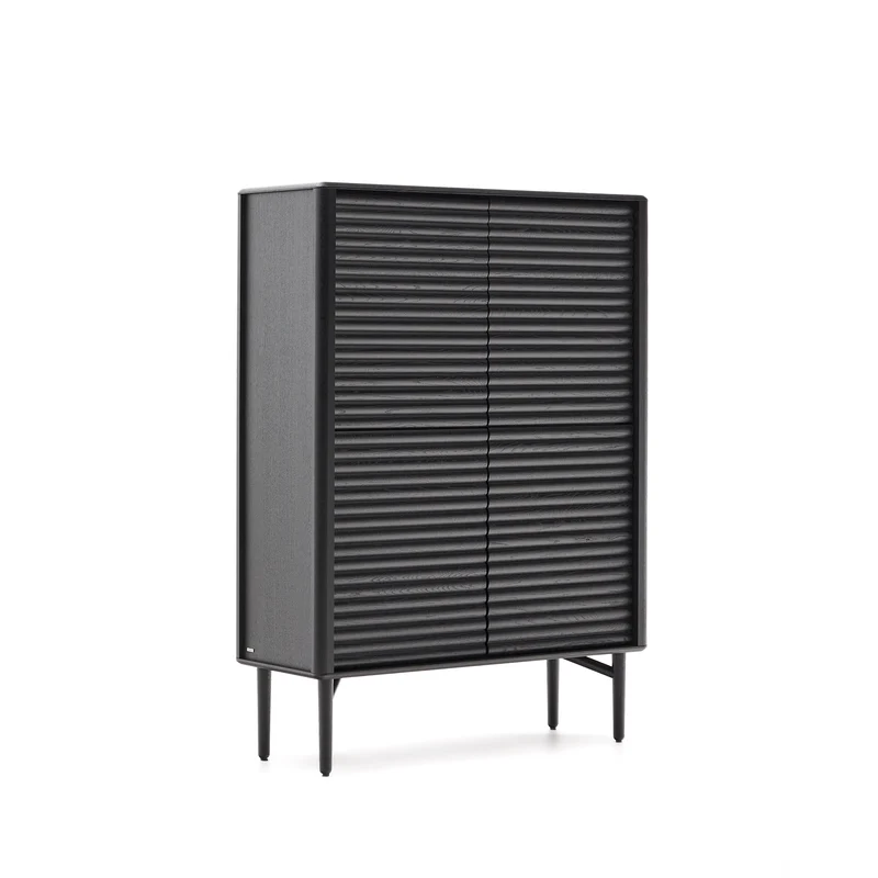 Lenon tall sideboard, 4 doors solid wood and black oak veneer 104,5x144 cm FSC Mix Credit