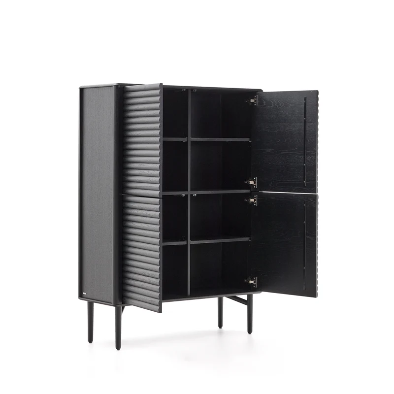 Lenon tall sideboard, 4 doors solid wood and black oak veneer 104,5x144 cm FSC Mix Credit