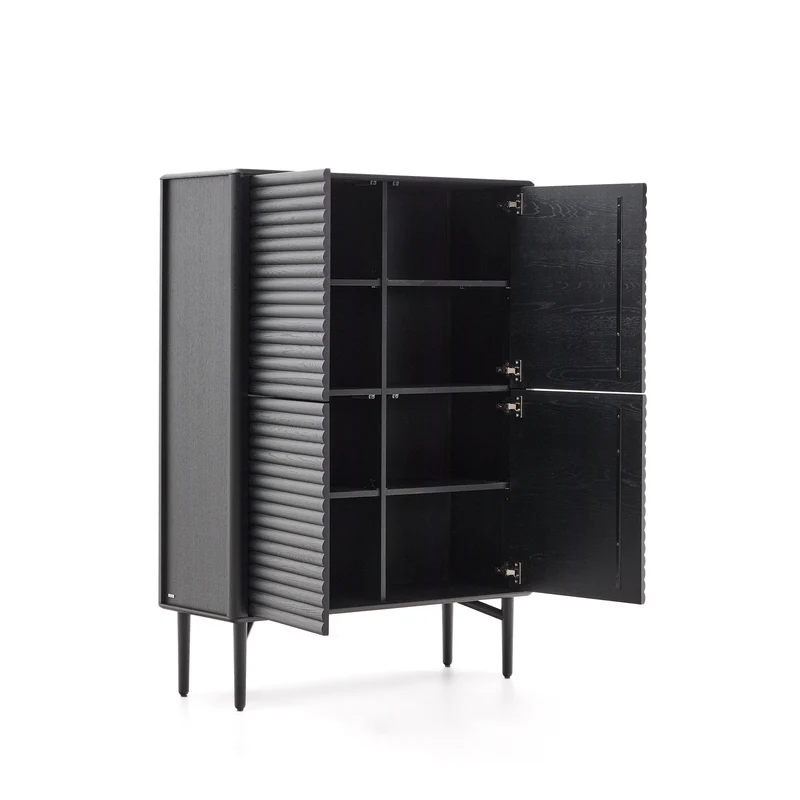 Lenon tall sideboard, 4 doors solid wood and black oak veneer 104,5x144 cm FSC Mix Credit