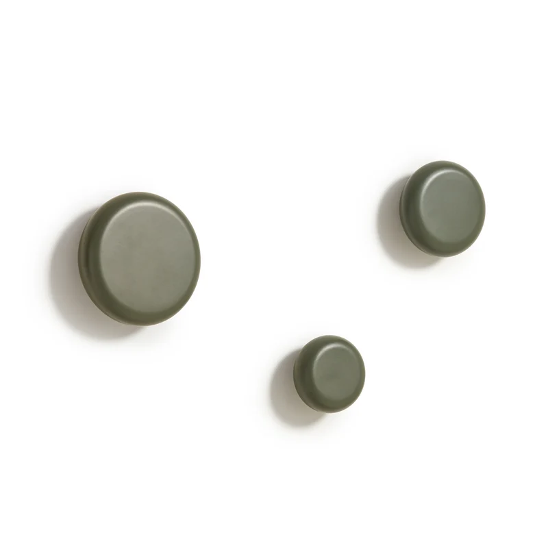 Nadue set of 3 solid beech wood wall hooks with a green finish