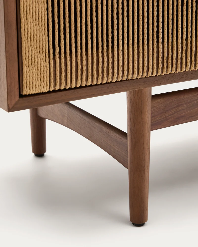 Elan sideboard 2 doors and 2 drawers veneer and solid walnut and cord 180x73cm FSC Mix Credit