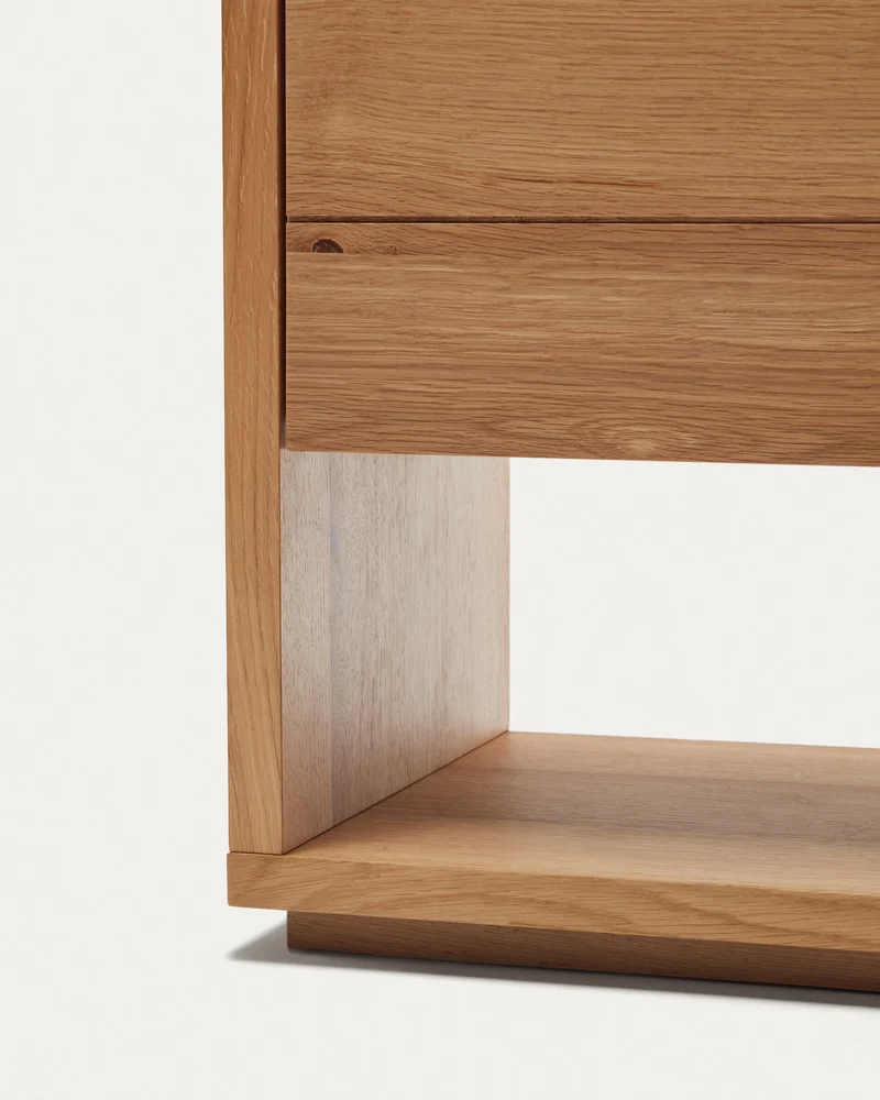 Alguema sideboard with 3 doors in oak veneer with natural finish, 151 x 73 cm