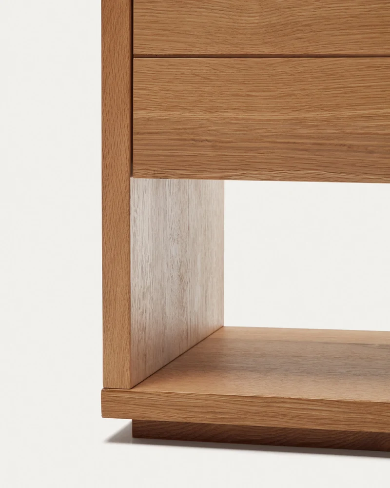 Alguema sideboard with 4 doors in oak veneer with natural finish, 200 x 74 cm