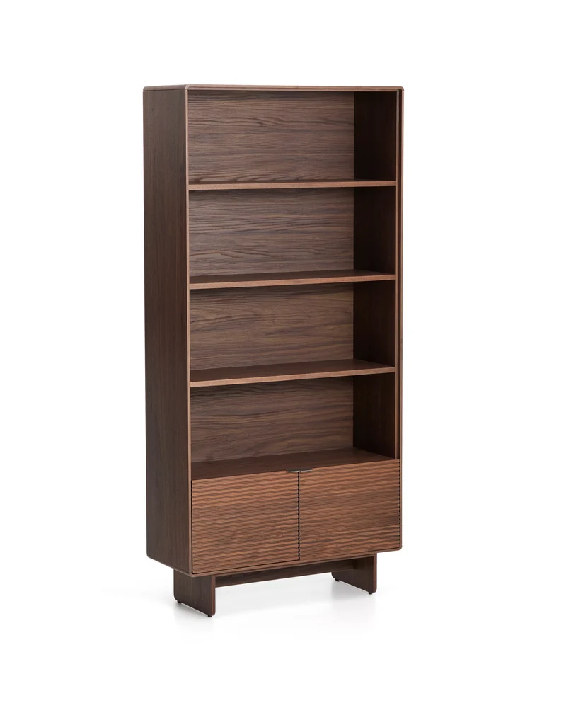 Norlen walnut veneer shelving unit FSC Mix Credit 90 x 190cm