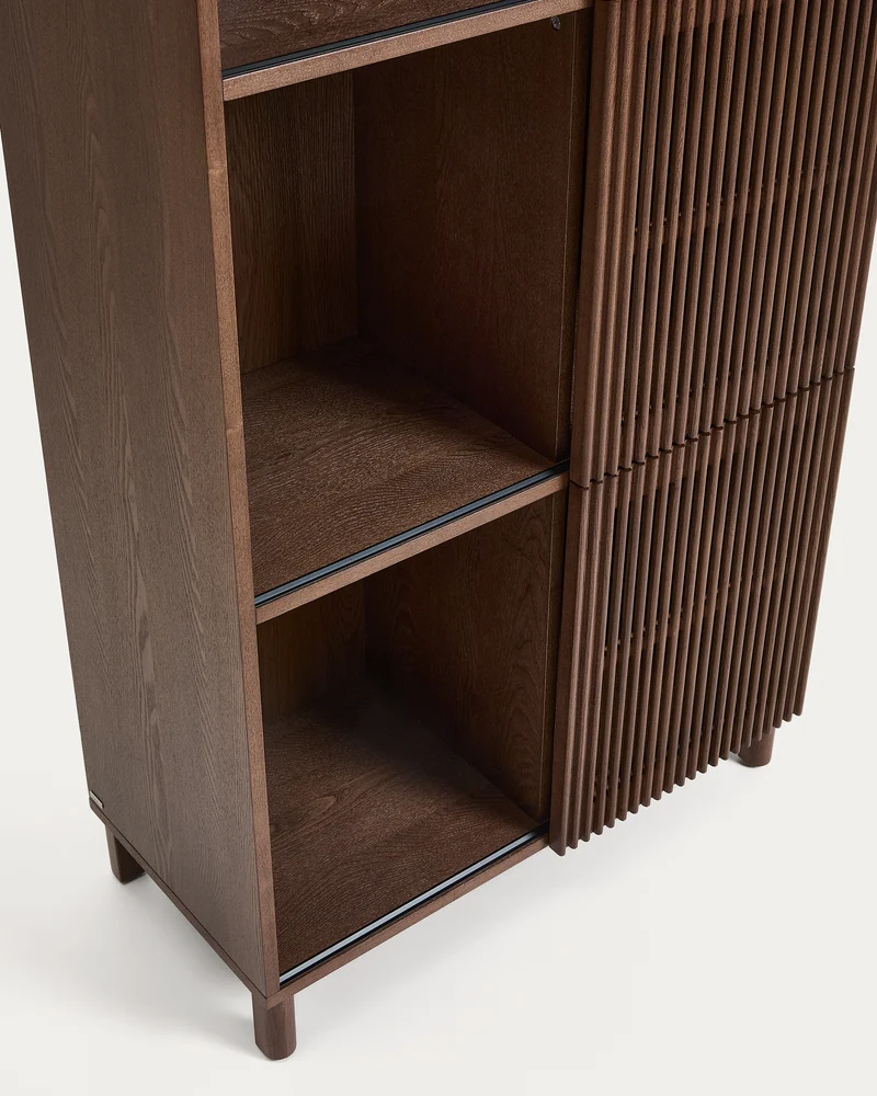 Beyla shelf unit in ash veneer and solid ash wood with walnut finish 84.5 x 170cm FSC 100%