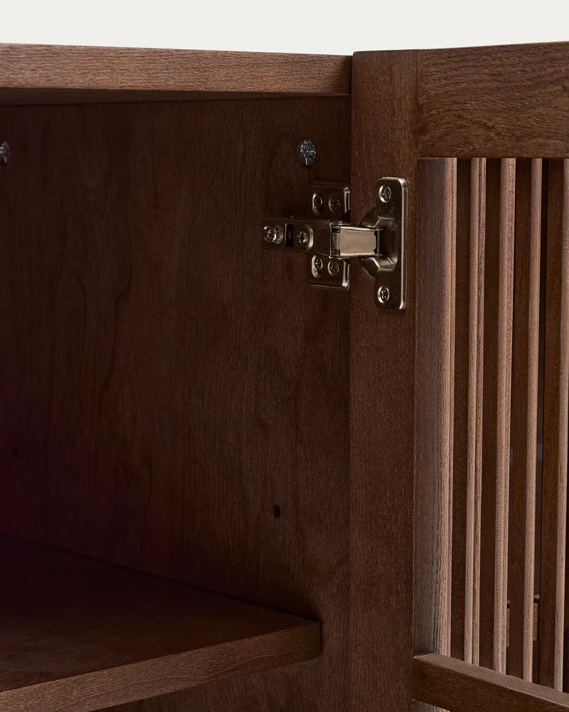 Beyla sideboard with 4 doors in ash veneer and solid ash wood with walnut-tone finish 180 x 71.5 cm FSC 100%