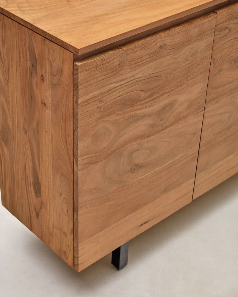Uxue 4-door sideboard in solid acacia wood with bleached finish 200 x 88cm